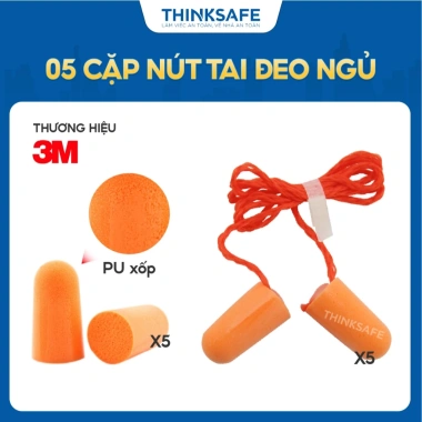 Nút tai chống ồn 3M 1.100 PU xốp mềm, NRR 29dB - 5 cặp THINKSAFE, giá 46.000 VND