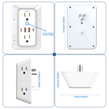 Ổ cắm 3 mặt chống sét - Bộ chia 6 ổ cắm, 4 cổng USB (2 USB-C) cho gia đình, văn phòng, du lịch, chỉ 220k 3 Ổ cắm 3 mặt chống sét - Bộ chia 6 ổ cắm, 4 cổng USB (2 USB-C) cho gia đình, văn phòng, du lịch, chỉ 220k 3