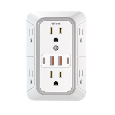 Ổ cắm 3 mặt chống sét - Bộ chia 6 ổ cắm, 4 cổng USB (2 USB-C) cho gia đình, văn phòng, du lịch, chỉ 220k