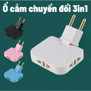 Ổ Cắm 3 Trong 1 2.500W - Phích Cắm Xoay 180° Tiện Lợi, Chịu Tải Cao Mọi Không Gian