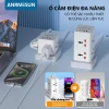 Ổ cắm ANRMESUN 2.400W - Sạc nhanh USB‑C PD 20W, chống cháy nổ, chống giật, lõi đồng 3