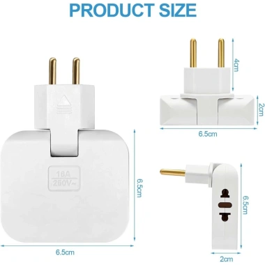 Ổ Cắm Chia Điện 2.500W 3 trong 1 Xoay 180 độ Chân Tròn và Dẹp Tiện Lợi Giá 15.000 VND 2