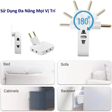 Ổ Cắm Chia Điện 2.500W 3 trong 1 Xoay 180 độ Chân Tròn và Dẹp Tiện Lợi Giá 15.000 VND 3