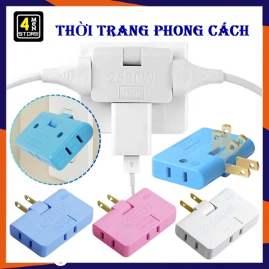Ổ Cắm Chia Điện 2.500W 3 trong 1 Xoay 180 độ Chân Tròn và Dẹp Tiện Lợi Giá 15.000 VND 10