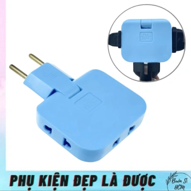 Ổ cắm chia điện 2.500W nhỏ gọn, xoay 180 độ, 3 chân tròn và USB, tiện lợi, giá 15.000₫