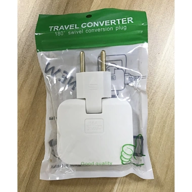 Ổ cắm chia điện 2.500W nhỏ gọn, xoay 180 độ, 3 chân tròn và USB, tiện lợi, giá 15.000₫