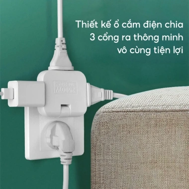Ổ cắm chia điện 3 cổng xoay 180° JYoohome - Chống giật, đa năng, dùng cho nhiều thiết bị, 35k 2