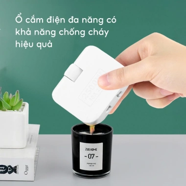 Ổ cắm chia điện 3 cổng xoay 180° JYoohome - Chống giật, đa năng, dùng cho nhiều thiết bị, 35k 5