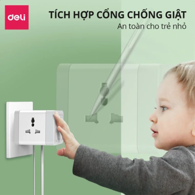 Ổ Cắm Chia Điện Đa Năng DELI 2.500W Cổng Sạc USB TypeC Chống Giật An Toàn Giá Siêu Tiết Kiệm 160k