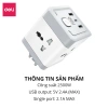Ổ Cắm Chia Điện Đa Năng DELI 2.500W Cổng Sạc USB TypeC Chống Giật An Toàn Giá Siêu Tiết Kiệm 160k 9