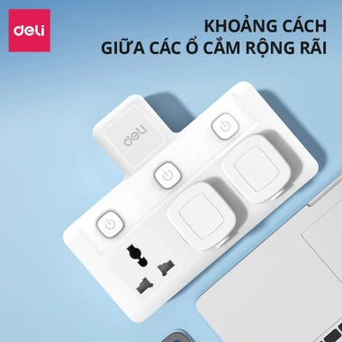 Ổ Cắm Chia Điện Deli Chữ T Không Dây và USB TypeC PD20W giá 57.000 VND