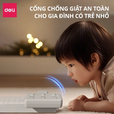 Ổ Cắm Chia Điện Deli Chữ T Không Dây và USB TypeC PD20W giá 57.000 VND