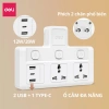 Ổ Cắm Chia Điện Deli Chữ T Không Dây và USB TypeC PD20W giá 57.000 VND 6