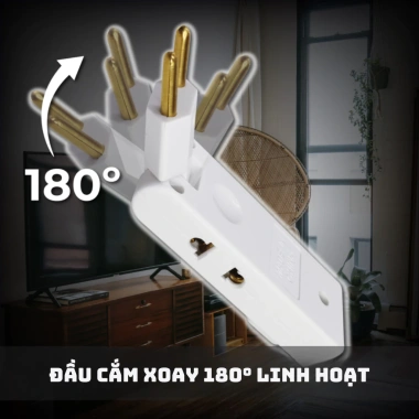 Ổ cắm chuyển đổi 1 sang 3 + USB xoay 180°, gắn tường kiểu Châu Âu, chỉ 21.800₫ 3 Ổ cắm chuyển đổi 1 sang 3 + USB xoay 180°, gắn tường kiểu Châu Âu, chỉ 21.800₫ 3