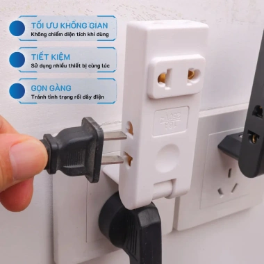 Ổ cắm chuyển đổi 1 sang 3 + USB xoay 180°, gắn tường kiểu Châu Âu, chỉ 21.800₫