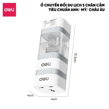 Ổ cắm chuyển đổi 3 chân sang 2 chân chuẩn EU Mỹ Anh, giá du lịch 29.000 đồng