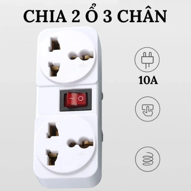 Ổ Cắm Chuyển Đổi 3 Chân Sang 2 Chân SONHOUSE, Công Tắc 2.000W Chống Cháy, Giá 33.000 VND