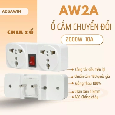 Ổ Cắm Chuyển Đổi Công Suất Lớn, Chia 3 Phích Cắm, Tắt Bật Dễ Dàng, Thiết Kế Siêu Hẹp - Giá 39.800₫