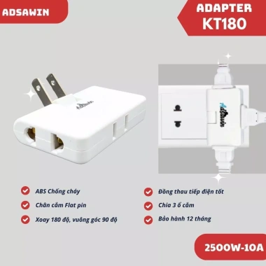 Ổ Cắm Chuyển Đổi Công Suất Lớn, Chia 3 Phích Cắm, Tắt Bật Dễ Dàng, Thiết Kế Siêu Hẹp - Giá 39.800₫