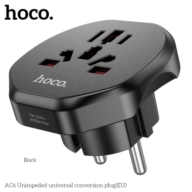 Ổ cắm chuyển đổi đa năng Hoco AC6 - Chân cắm tròn EU, giá ưu đãi 125k 3