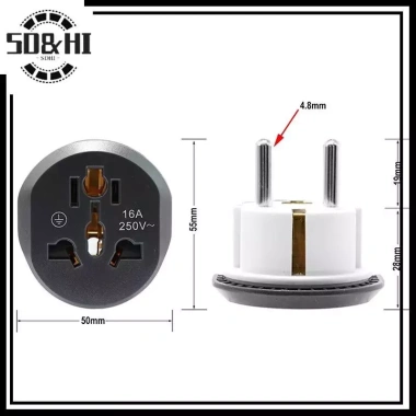 Ổ cắm chuyển đổi đa năng US AU sang EU 16A 250V - Dễ dàng du lịch, giá chỉ 57.443đ 5