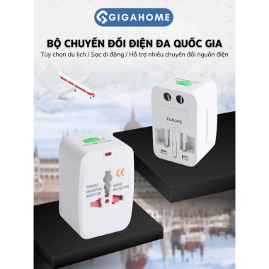 Ổ cắm chuyển đổi điện đa năng du lịch - Travel Adapter 4 chấu, bảo vệ quá tải, giá chỉ 36.000đ