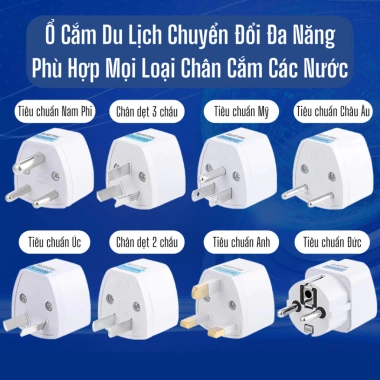 Ổ Cắm Chuyển Đổi Du Lịch Đa Năng ABS Chịu Nhiệt, Nhỏ Gọn, Giá 10.500₫