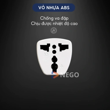 Ổ cắm chuyển đổi phích 3 sang 2 chấu đa năng 2.500W Nego trắng, chân dẹt - Giá 10.000₫ 5