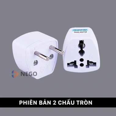 Ổ cắm chuyển đổi phích 3 sang 2 chấu đa năng 2.500W Nego trắng, chân dẹt - Giá 10.000₫ 10