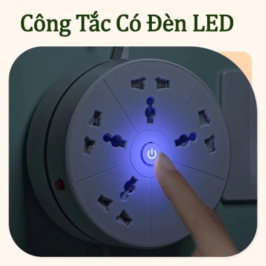 Ổ Cắm Đa Năng 2.500W USB Type C Xoay Tròn 2m Công Tắc An Toàn Đèn Ngủ Giá 500k