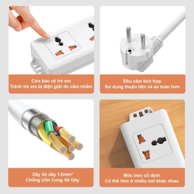 Ổ Cắm Đa Năng ANRMESUN 2.400W Chống Cháy Chống Giật, An Toàn, Sạc Nhanh, Dây Cáp 2-3m Lõi Đồng 8 Ổ Cắm Đa Năng ANRMESUN 2.400W Chống Cháy Chống Giật, An Toàn, Sạc Nhanh, Dây Cáp 2-3m Lõi Đồng 8