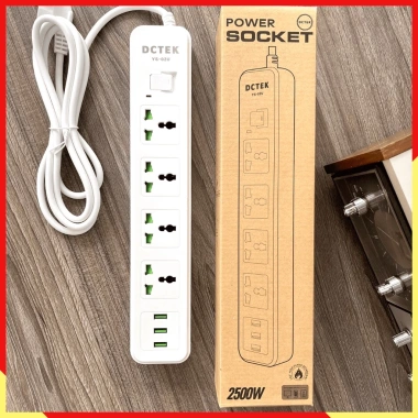 Ổ Cắm Đa Năng DCTEK 2.500W, 3 USB, Nhựa PC Chống Cháy Giật, Dây dài 3-5m - Giá chỉ 99.000 VND
