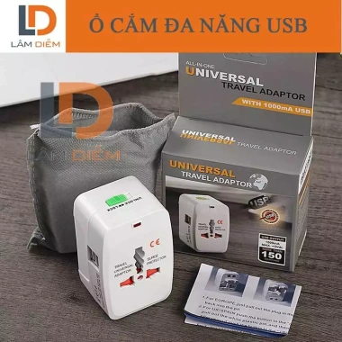 Ổ cắm đa năng du lịch quốc tế UT2A 2 cổng USB, giá chỉ 119.000 VND, giảm mạnh