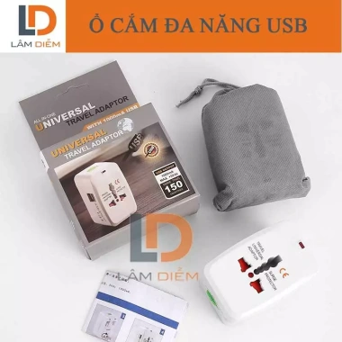 Ổ cắm đa năng du lịch quốc tế UT2A 2 cổng USB, giá chỉ 119.000 VND, giảm mạnh