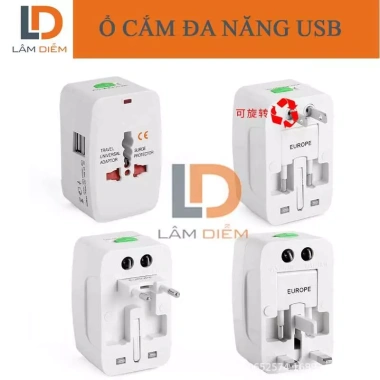 Ổ cắm đa năng du lịch quốc tế UT2A 2 cổng USB, giá chỉ 119.000 VND, giảm mạnh