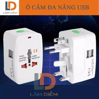 Ổ cắm đa năng du lịch quốc tế UT2A 2 cổng USB, giá chỉ 119.000 VND, giảm mạnh