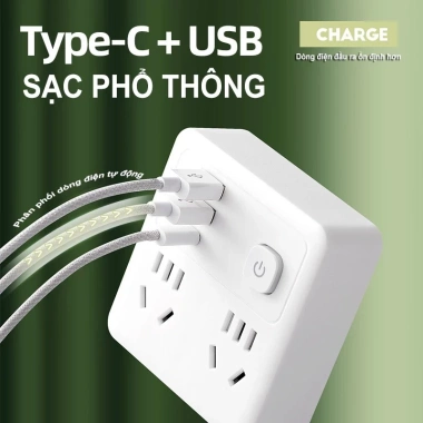 Ổ Cắm Đa Năng Freeship 3 Chân Tự Ngắt An Toàn, tích hợp USB, giá 58.500₫
