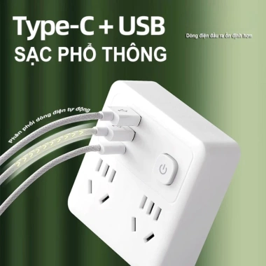 Ổ Cắm Đa Năng Freeship 3 Chân Tự Ngắt An Toàn, tích hợp USB, giá 58.500₫