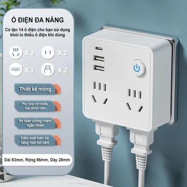 Ổ Cắm Đa Năng Freeship 3 Chân Tự Ngắt An Toàn, tích hợp USB, giá 58.500₫ 9 Ổ Cắm Đa Năng Freeship 3 Chân Tự Ngắt An Toàn, tích hợp USB, giá 58.500₫ 9
