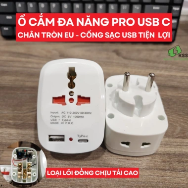 Ổ cắm đa năng KSS - USB & Type‑C, phích du lịch, giảm giá 43.000₫ 3