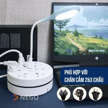 Ổ cắm đa năng Nego 2.500W cổng USB, dây rút 1,9‑3,8m, chống giật, chịu nhiệt, 240.000₫ 4