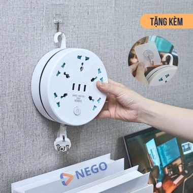 Ổ cắm đa năng Nego 2.500W cổng USB, dây rút 1,9‑3,8m, chống giật, chịu nhiệt, 240.000₫ 8
