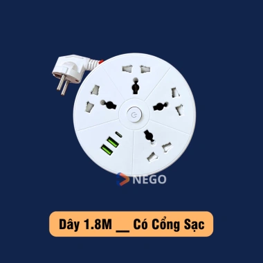 Ổ cắm đa năng Nego 2.500W cổng USB, dây rút 1,9‑3,8m, chống giật, chịu nhiệt, 240.000₫ 10