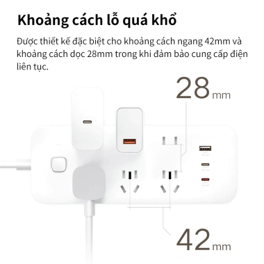 Ổ Cắm Đa Năng Xiaomi 3 Cổng USB 67W Sạc Nhanh, Dải Phích 1.8m 2.500W 10A - Giá Ưu Đãi 309.000₫