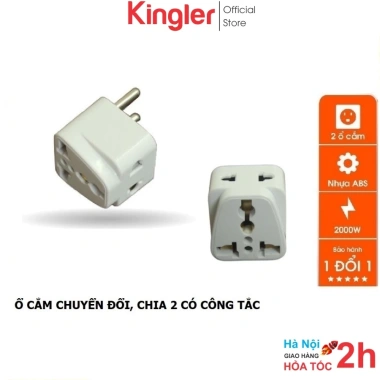 Ổ Cắm Điện 2 Chức Năng Kingler 8.610 – Chuyển 3 chấu sang 2, Chia Ngả, Chống Cháy, Giá Ưu Đãi 75.900₫
