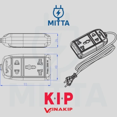 Ổ cắm điện 2 lỗ Vinakip S11 dây dài 2m/3m, công suất 10A, giá tốt 46.000₫ - MITTA