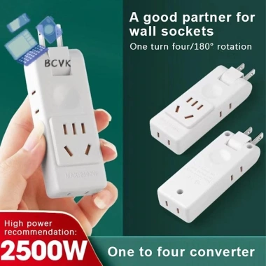 Ổ cắm điện 4 trong 1 US xoay đa năng - Bộ chuyển đổi nguồn di động, mở rộng tường du lịch, an toàn, giá ưu đãi 7