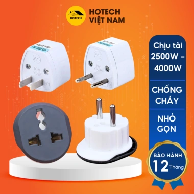 Ổ cắm điện chuyển đổi 3 chấu sang 2 chấu HOTECH TH3H 2.500-4.000W, chống cháy, an toàn, tiêu chuẩn EU, 10.000đ