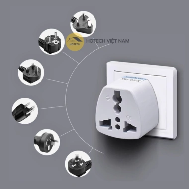 Ổ cắm điện chuyển đổi 3 chấu sang 2 chấu HOTECH TH3H 2.500-4.000W, chống cháy, an toàn, tiêu chuẩn EU, 10.000đ