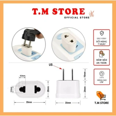 Ổ cắm điện chuyển đổi chân dẹp sang chân tròn cho phích cắm Việt Nam - Đổi nhanh, an toàn, Giá chỉ 9.999đ 6